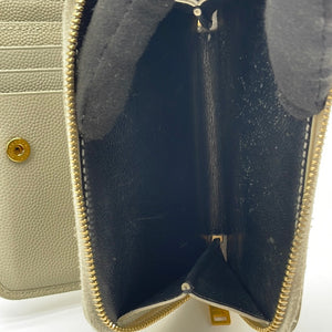 Preloved Saint Laurent Cassandre Compact Zip Around Ivory Leather Wallet GUE4037230220 061323