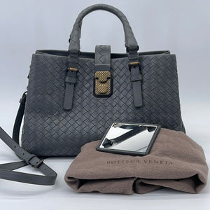 Bottega Veneta Roma Tote Bag Mini Black in Calfskin with Silver