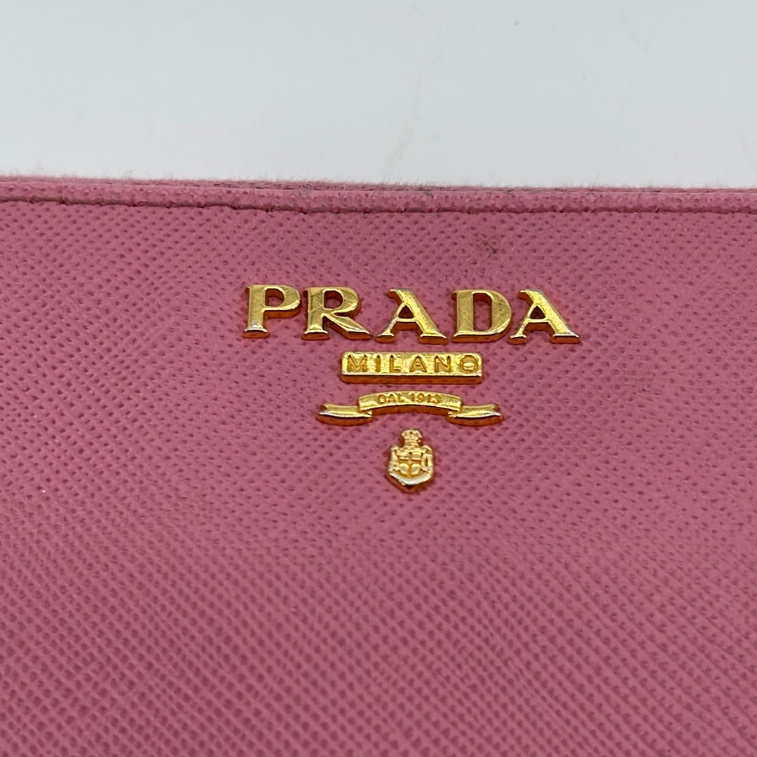 PRADA VINTAGE HEART Wallet on chain saffiano leather (PINK