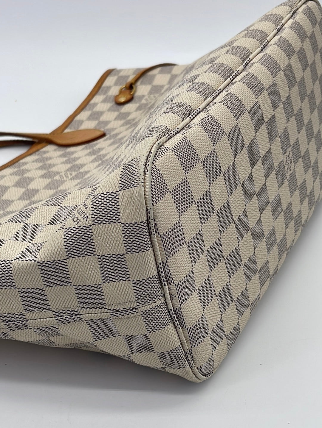 LOUIS VUITTON N51107 NEVERFULL DAMIER AZUR USED TOTE BAG LV A0323