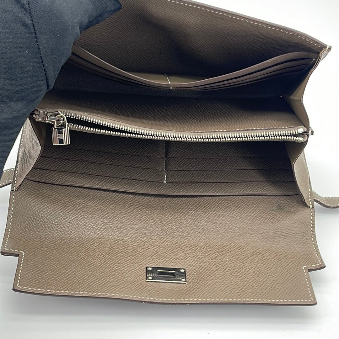 Kelly leather wallet Hermès Grey in Leather - 10172616