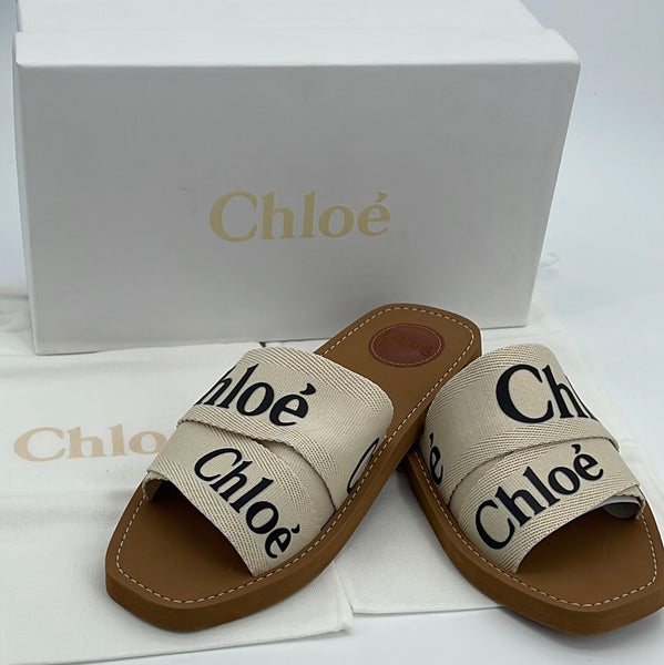 Preloved Chloe New Woody Flat Sandals Size 39 26 051123