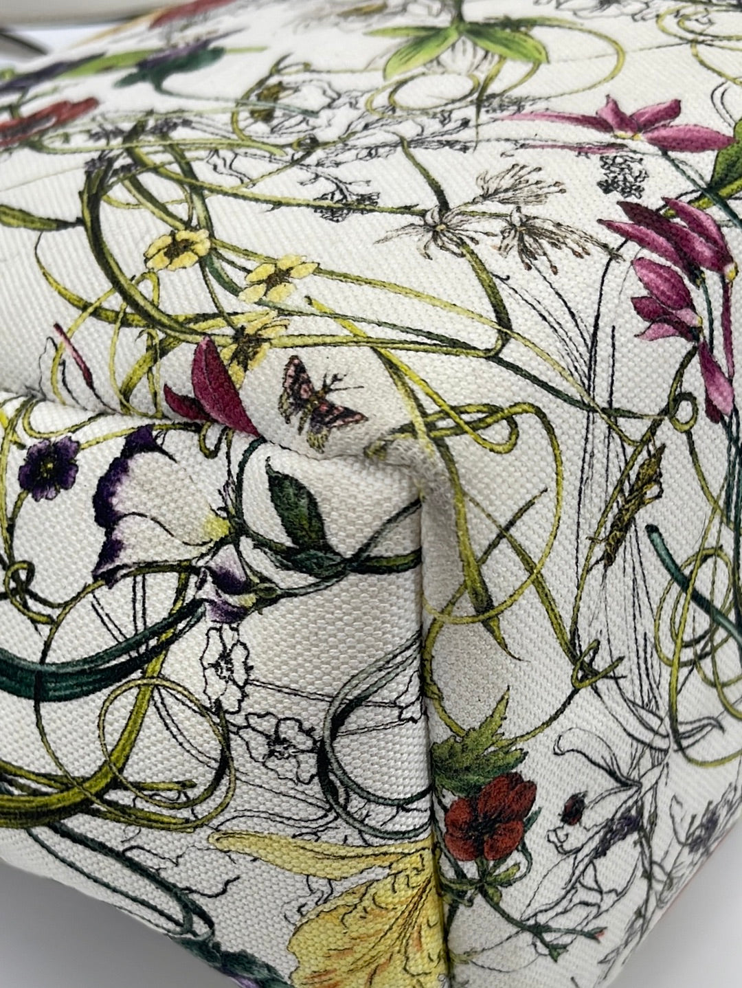 GUCCI Tote Bag 284721 Floral print tote Kids line canvas/leather cream –