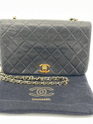 Vintage Chanel gold leather shoulder bag