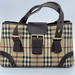 Burberry Mini Tote Bag in Coated Canvas with Check Pettern in Very Good  Vintage Condition