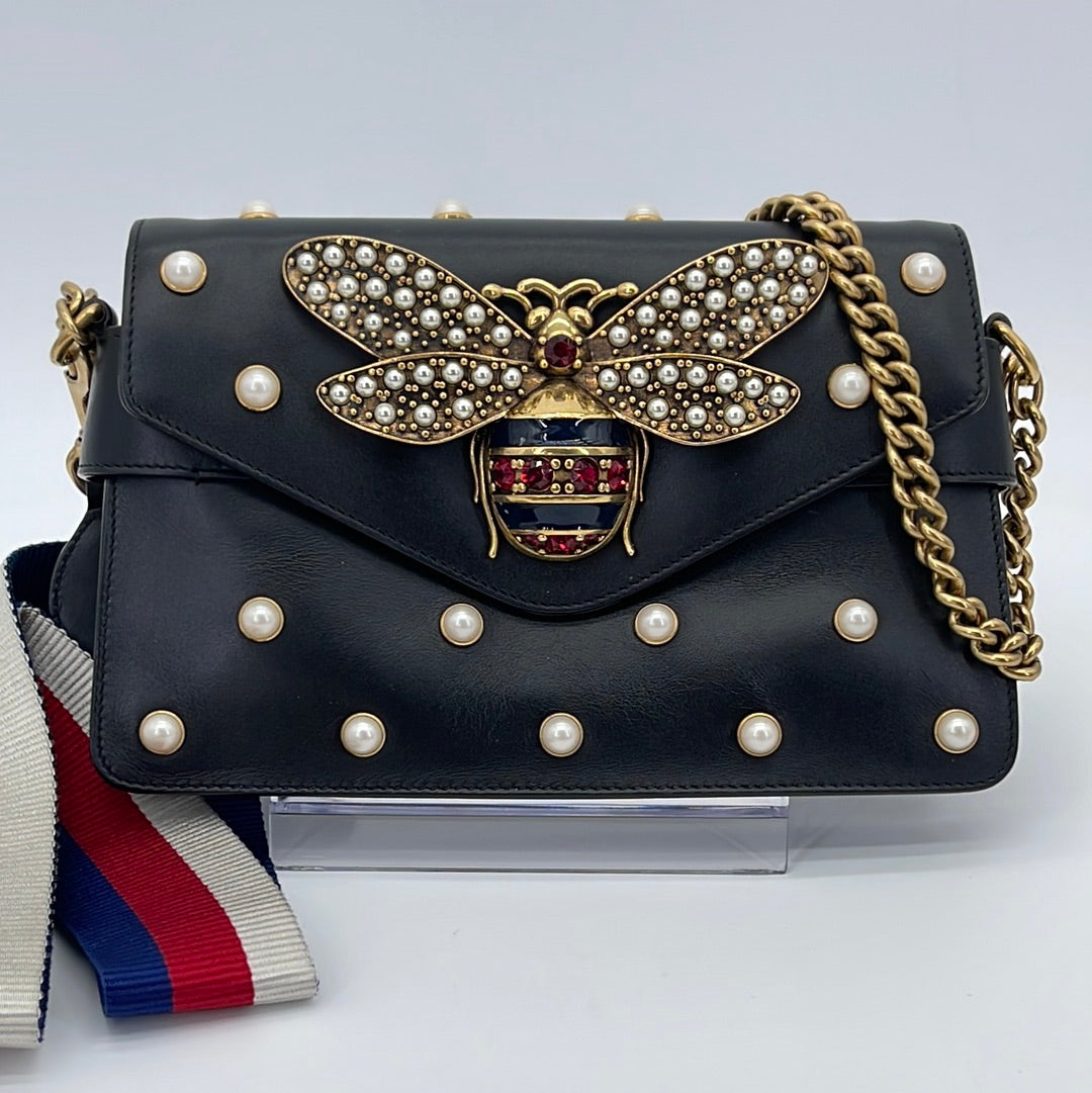 Gucci broadway pearly bee shoulder bag sale