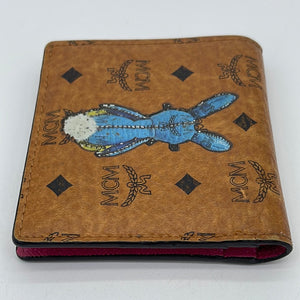 MCM Brown Visetos Mini Rabbit Leather Wallet Cognac Blue - A World