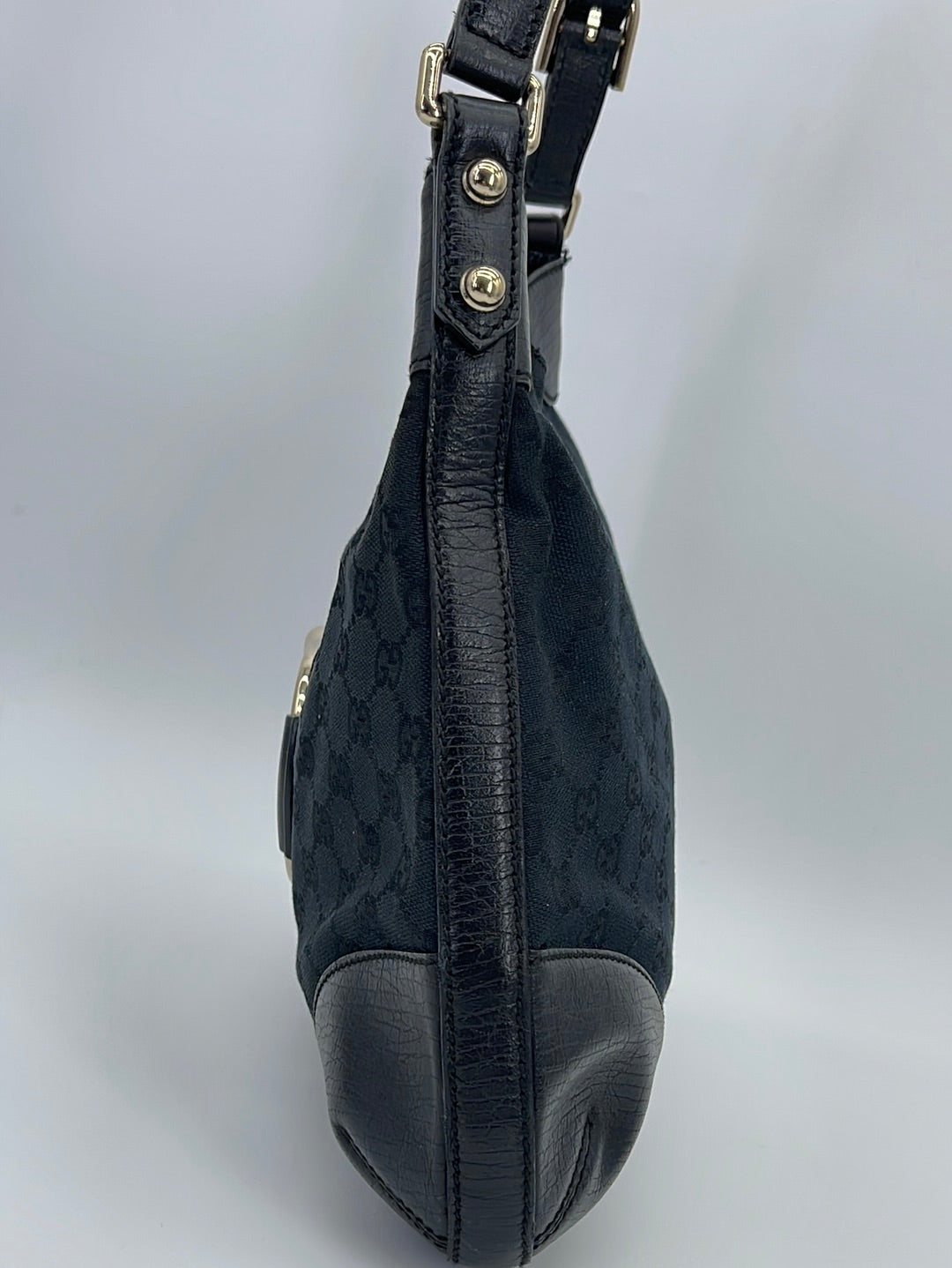 GUCCI GG Canvas Hasler Horsebit Hobo Tan Monogram Shoulder Bag Handbag  Women's