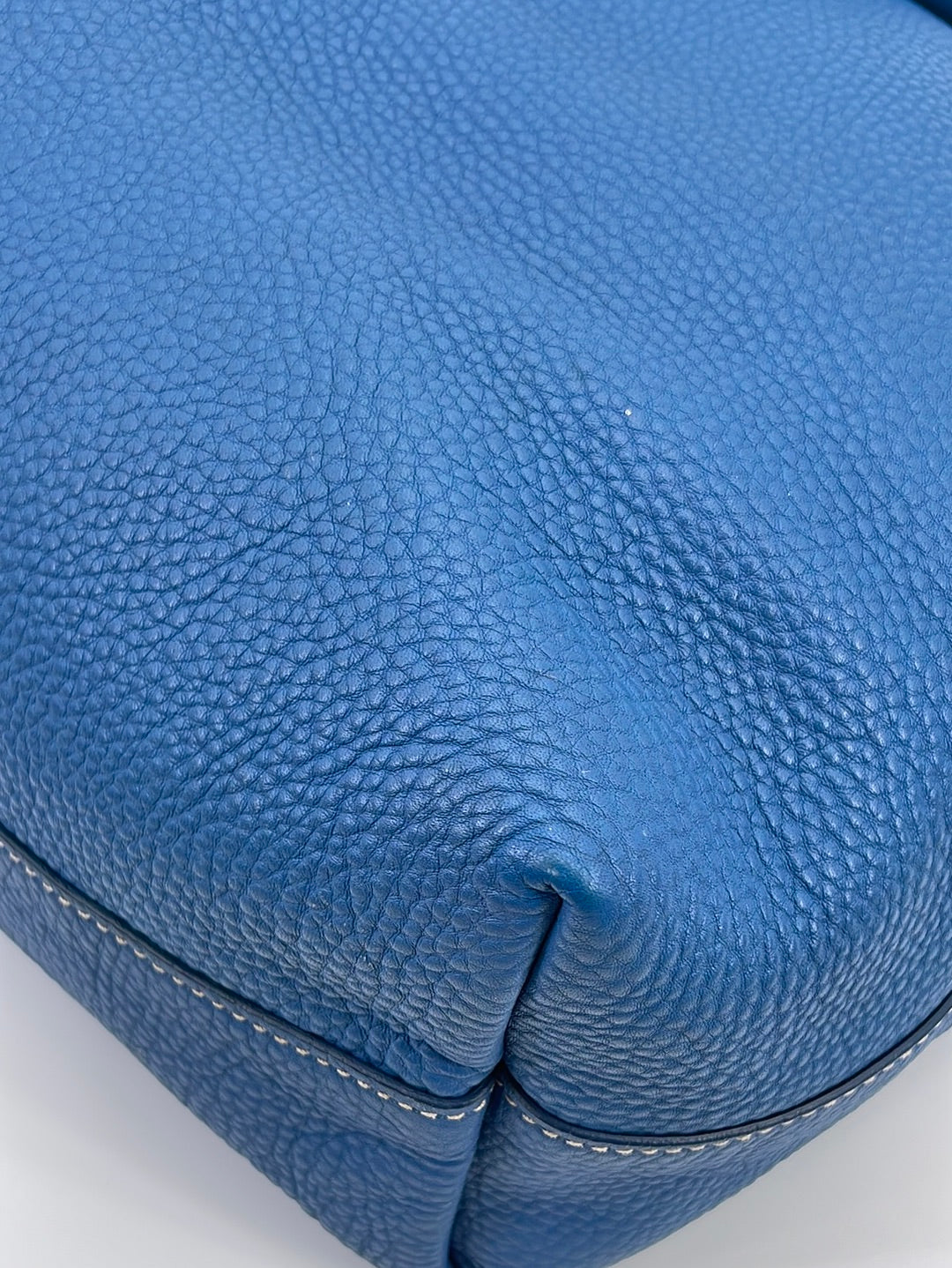 Prada Blue Leather Mini Double Zip Crossbody Bag at 1stDibs
