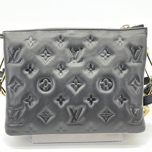 Louis Vuitton white Leather Embossed Monogram Coussin BB Cross