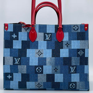 LOUIS VUITTON Onthego GM Womens tote bag M44992 blue x red Leather