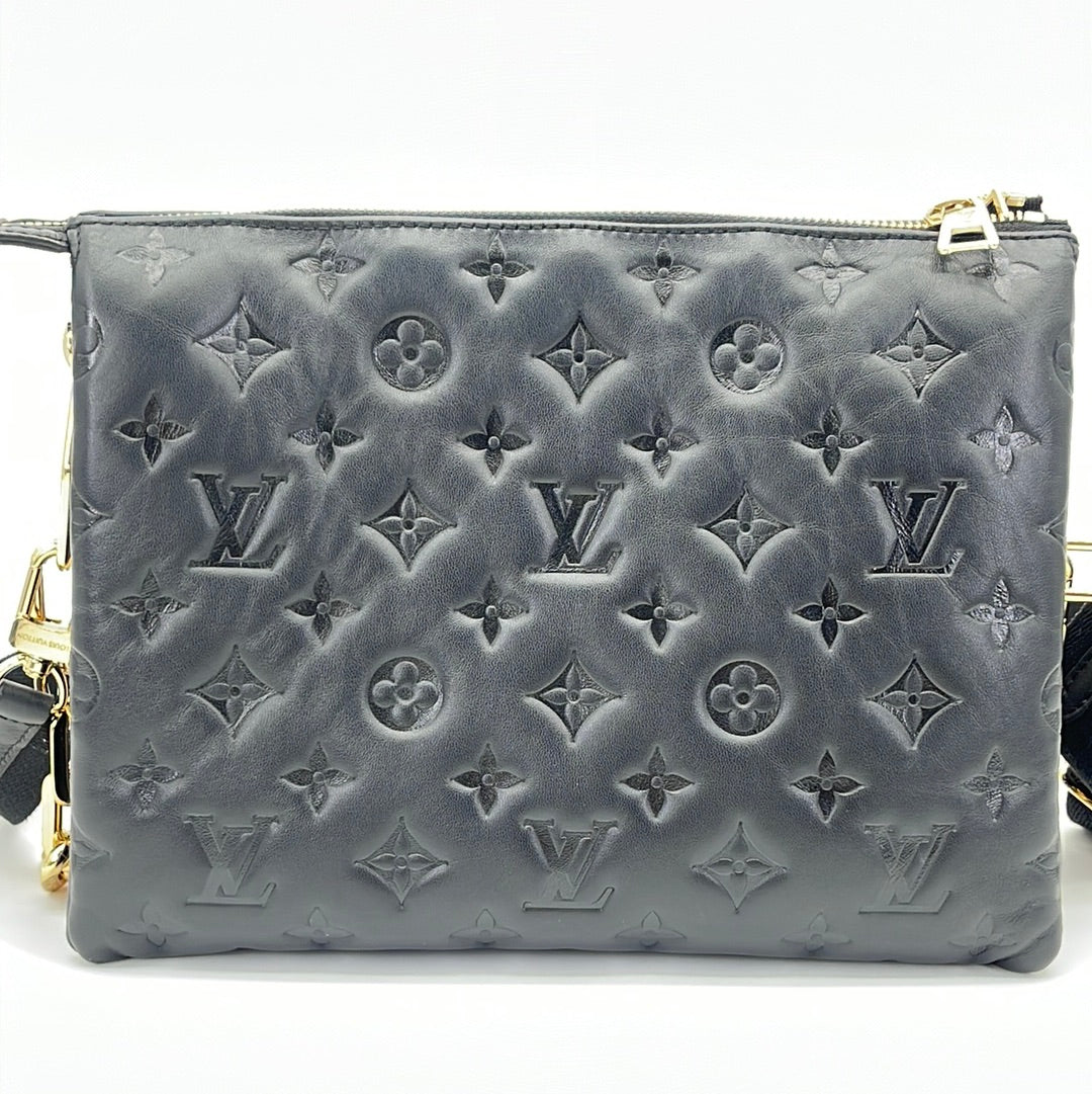 Louis Vuitton Silver Monogram Embossed Lambskin Leather Coussin PM Bag