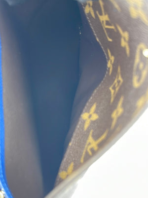 Preloved Louis Vuitton Monogram Emilie Wallet with Blue Interior