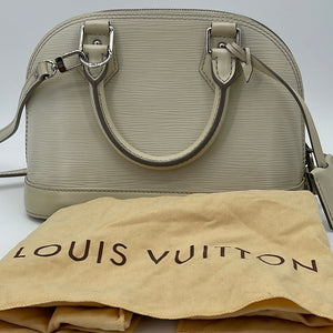 LOUIS VUITTON Alma BB Vernis Leather Satchel Crossbody Bag Tan