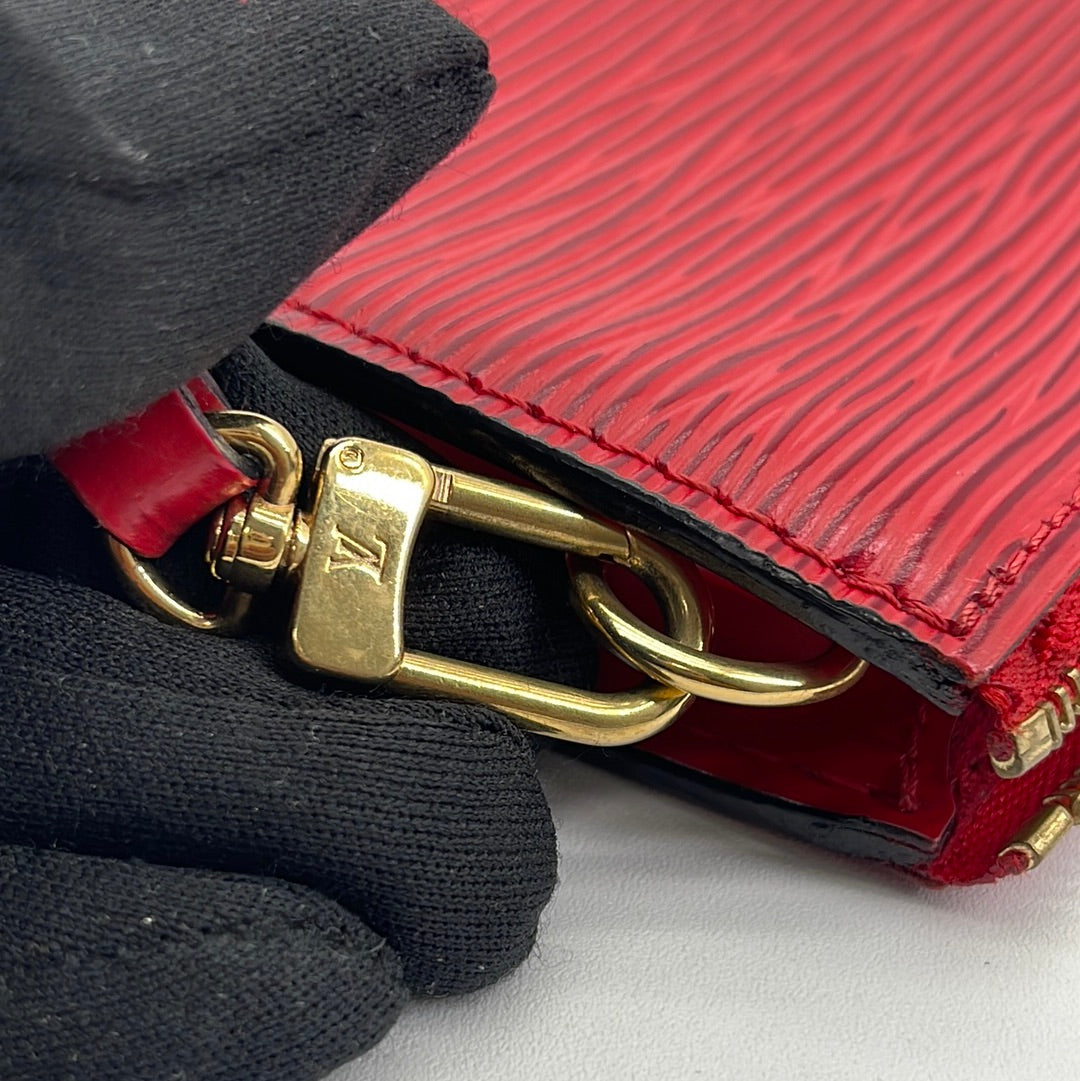 Louis Vuitton Red Epi Leather Pochette Accessories Clutch Bag