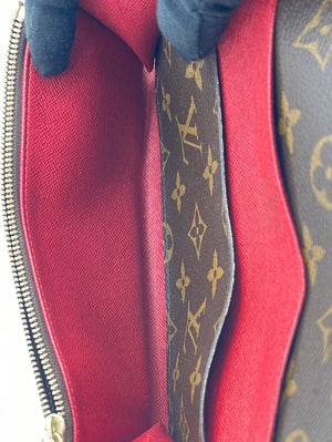 Preloved Louis Vuitton Monogram Emilie Wallet with Red Interior