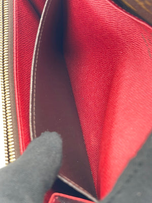 Preloved Louis Vuitton Monogram Emilie Wallet with Red Interior