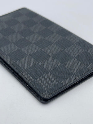 Louis Vuitton Organizer wallet in grey Graphite shopping canvas and black  leather