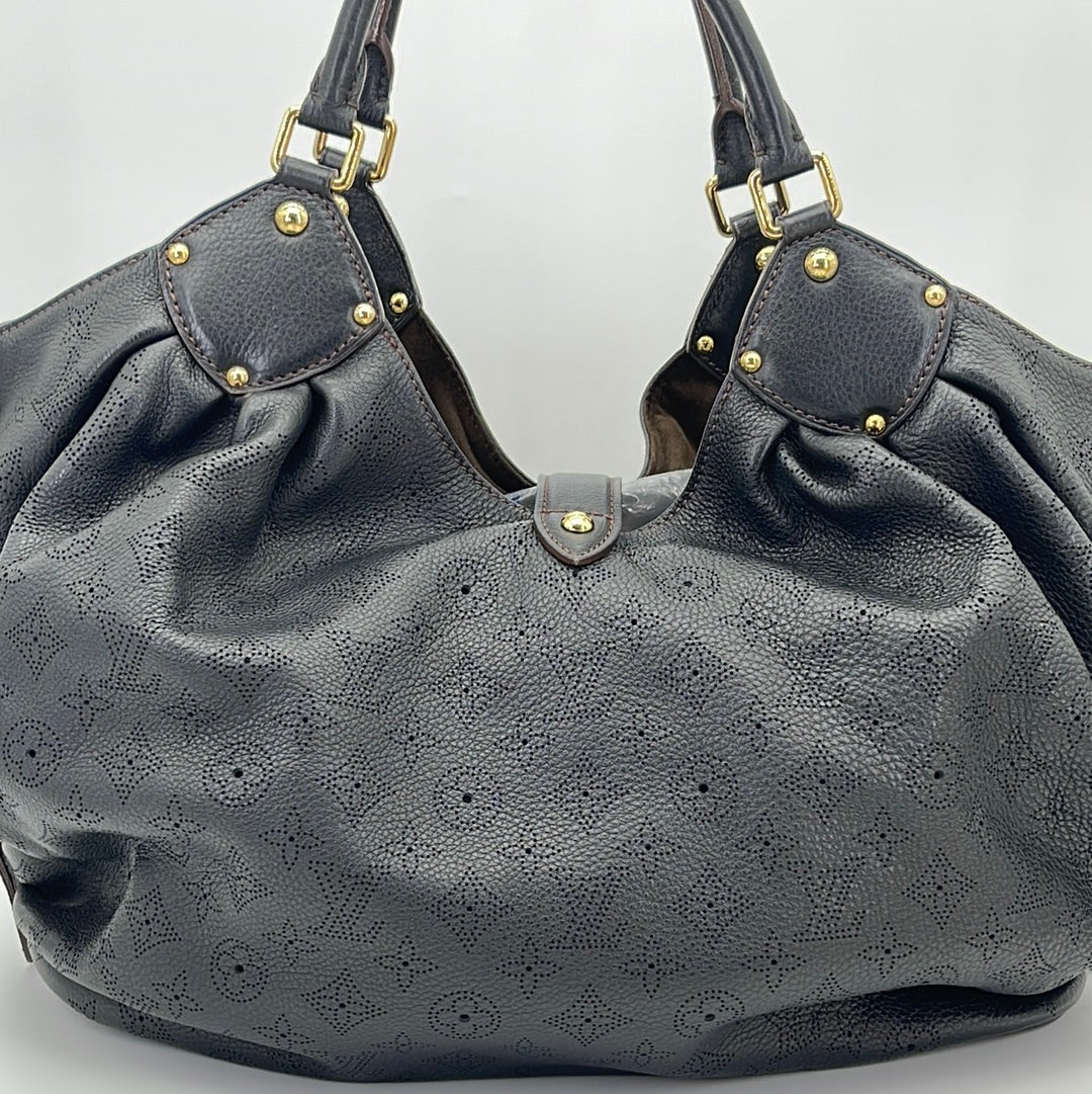 Louis Vuitton Black Denim Mahina Noir Hobo Bag For Sale at 1stDibs