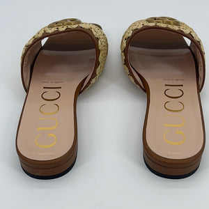 Gucci GG Monogram Flip Flop Sandals Size 9.5