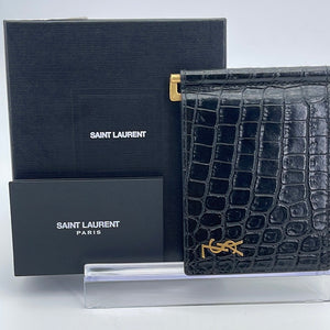 Saint Laurent - Uptown Chain Wallet - Black Grained Leather - GHW -  Pre-Loved