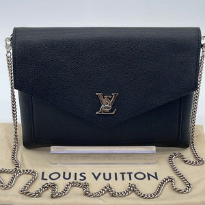 LOUIS VUITTON Soft Calfskin My Lockme Chain Pochette Black 1197003