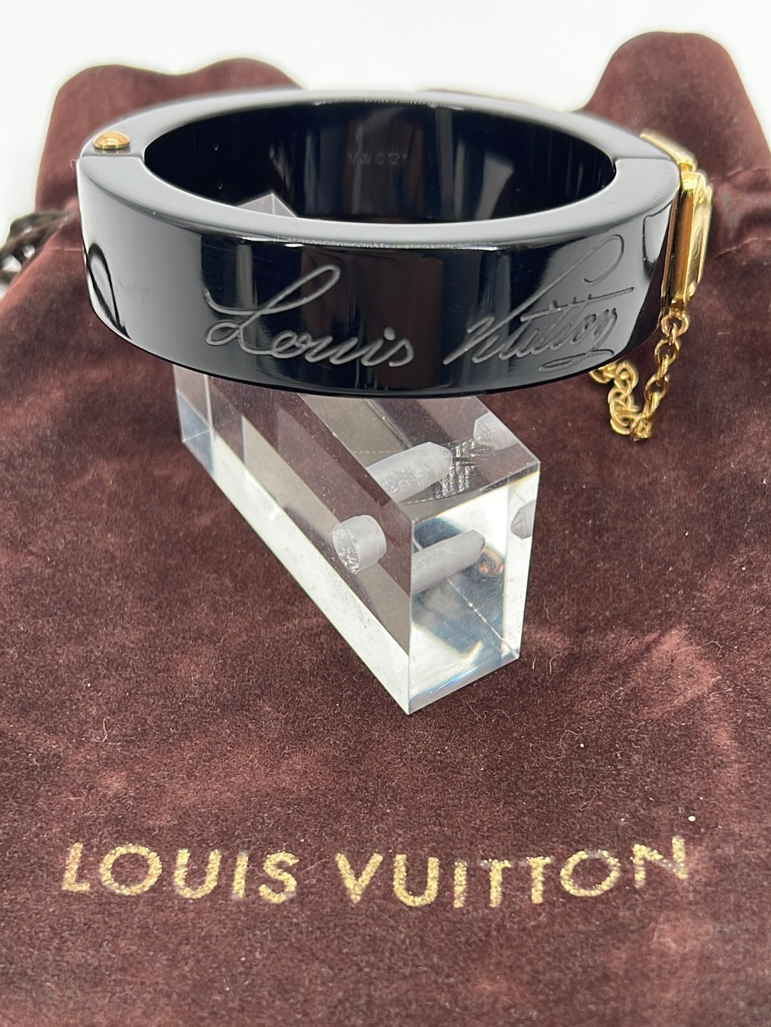 Louis Vuitton Damier Black Cuff - Black, Palladium-Plated Cuff