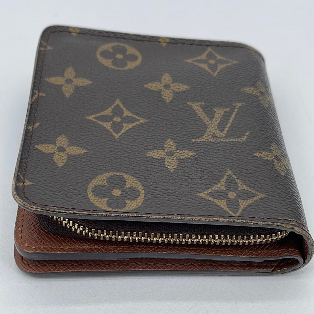 Louis Vuitton Monogram Compact Bifold Wallet Zip/Snap France '03  MI0043 Fair Con