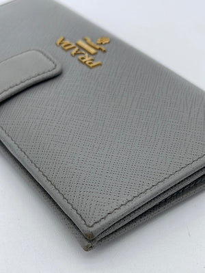 GIFTABLE PRELOVED Prada Grey Saffiano Leather Long Continental Wallet 230 061923 - DEAL $90
