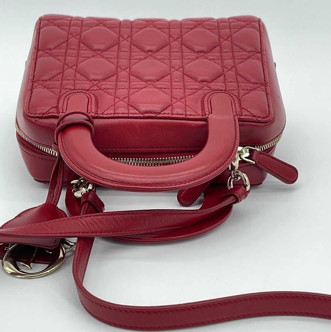Christian Dior Mini Red Patent Leather Saddle Bag (LWZX] 144010008705 RP