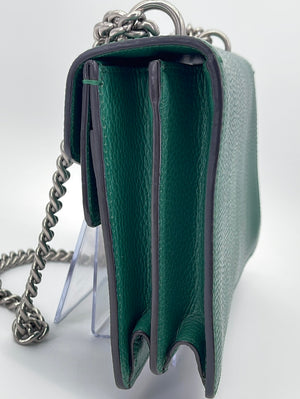 Dionysus leather shoulder bag in emerald green leather