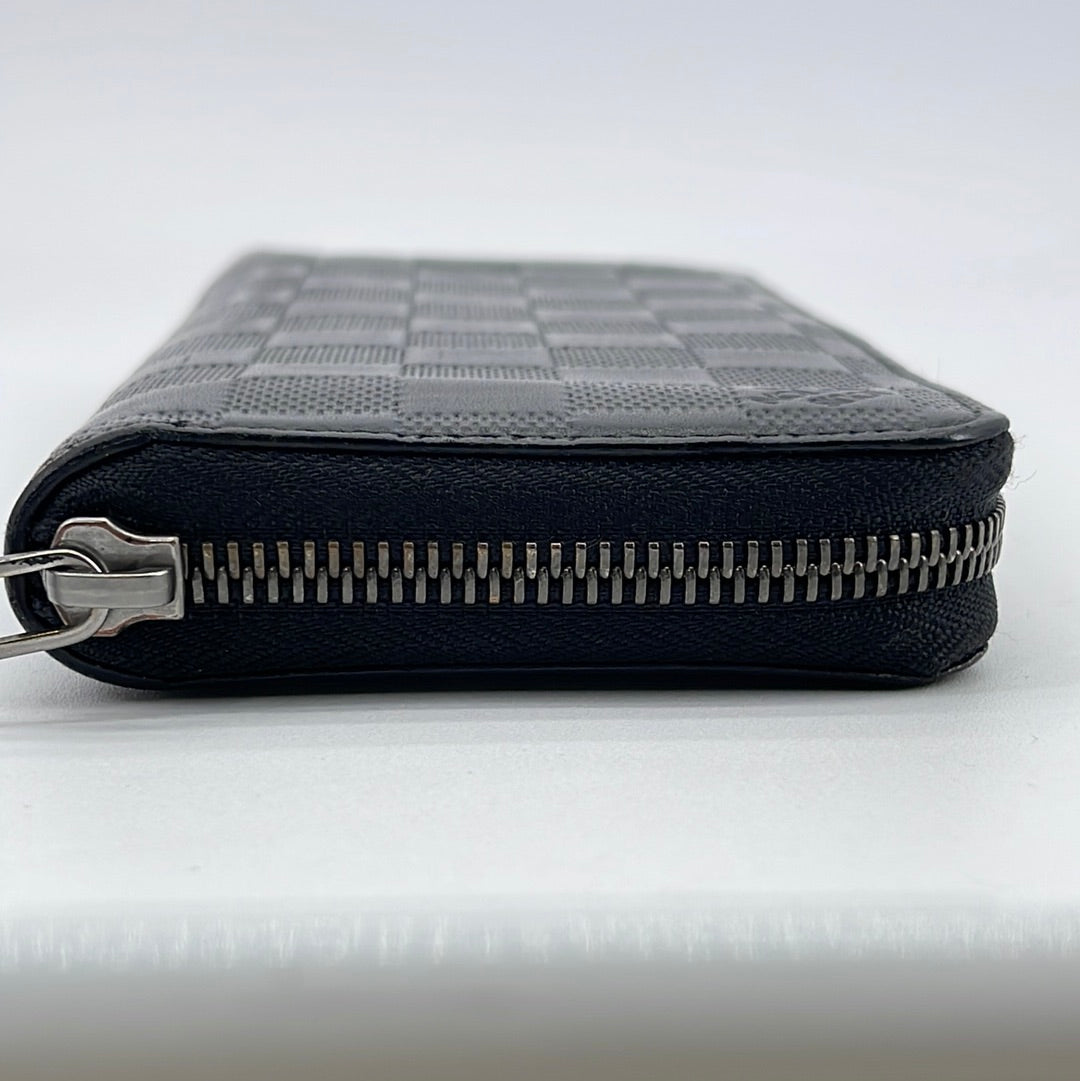 LV Black Checker Wallet w/ Zipper