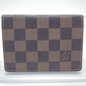 LOUIS VUITTON Damier Ebene Brown Card Case Wallet