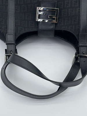 FENDI BLACK NYLON MINI SHOULDER BAG