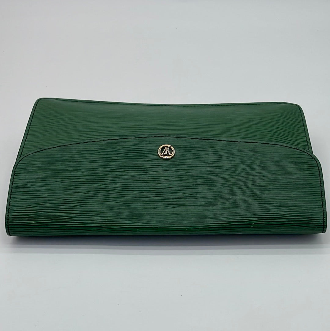LOUIS VUITTON Epi Green Leather Montaigne Clutch Bag Accessories Bag Used  France