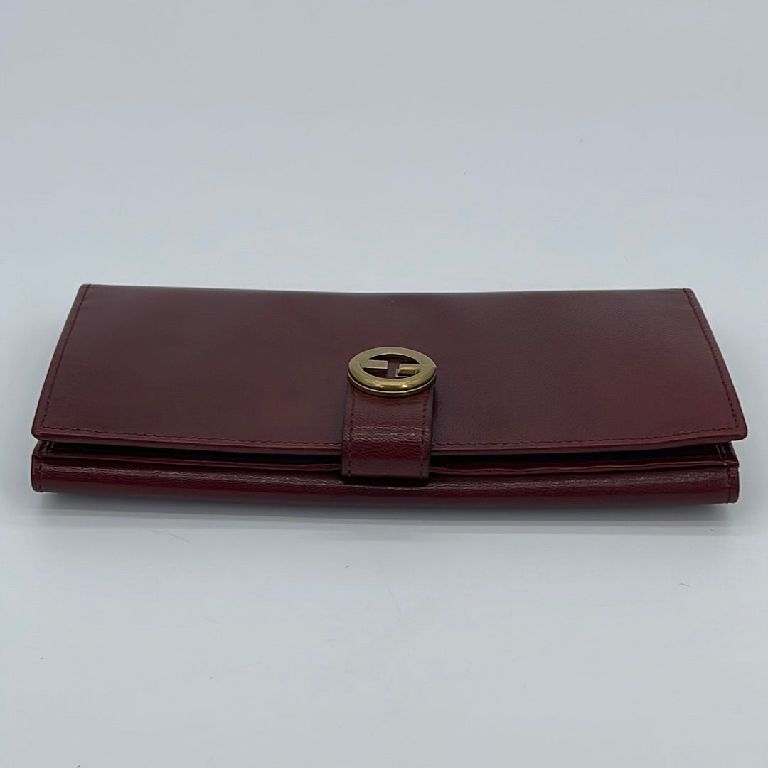 Retro Brown Leather Turn Lock Long Wallet for Women