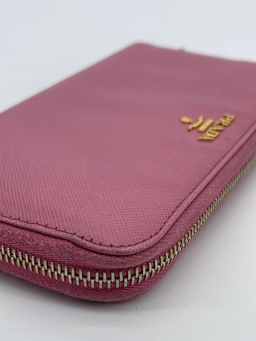 Prada - Pink Saffiano Zip Around Wallet