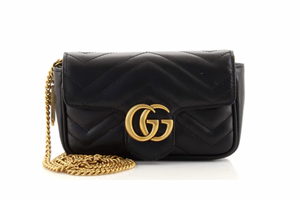 Gucci - Supermini GG Marmont Leather Bag - Black - 01