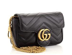 Gucci - Supermini GG Marmont Leather Bag - Black - 01