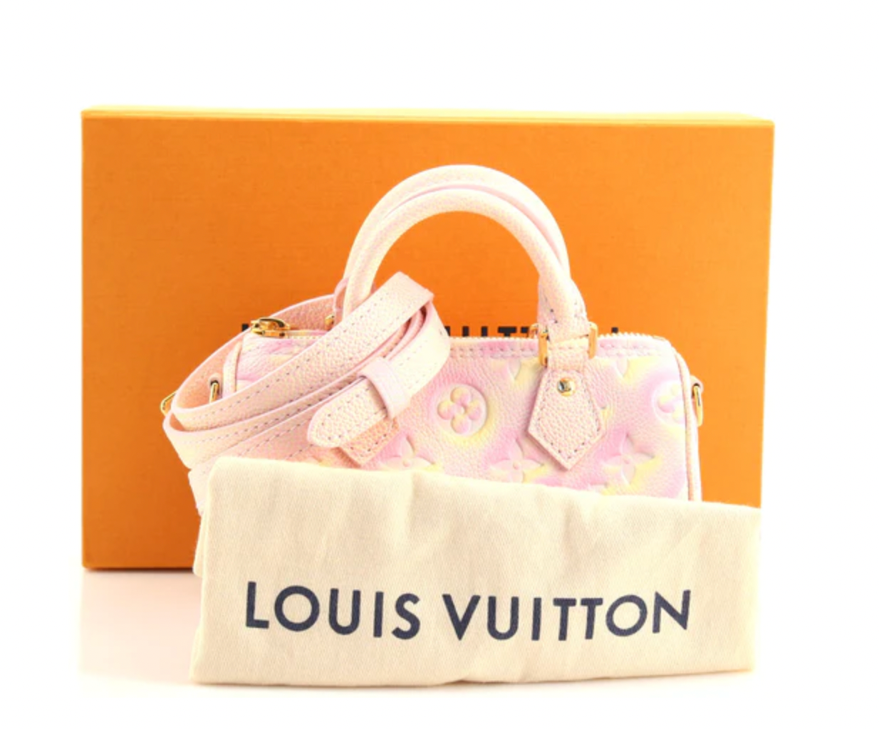 Authentic Louis Vuitton Speedy Nano Empreinte Stardust Pink