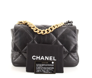CHANEL Classic Large 11 Chain Shoulder Bag Flap Black Lambskin