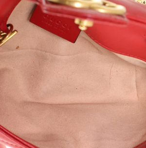 Preloved Gucci GG Marmont Red Leather Super Mini Bag 476433