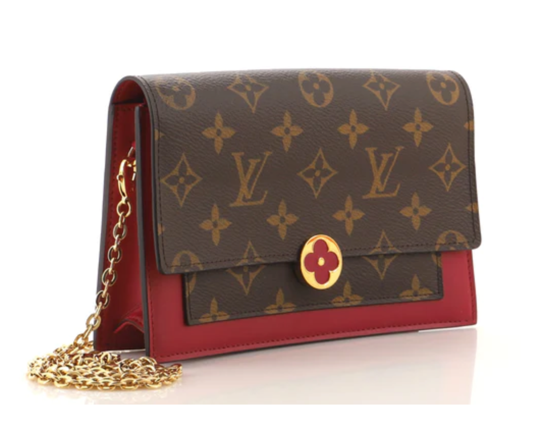 Louis Vuitton Cherrywood Handbag Vernis with Monogram Canvas PM at
