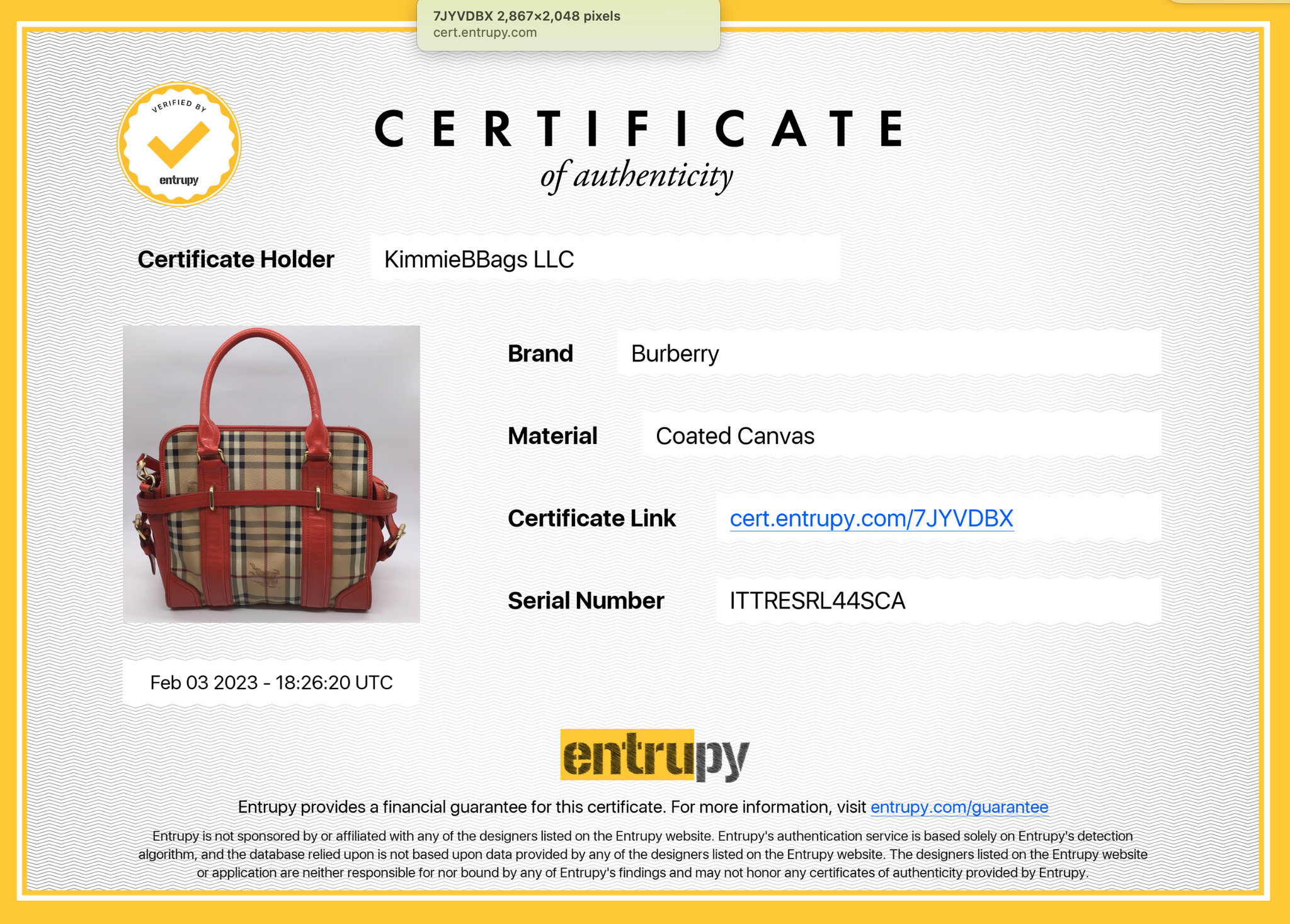 Burberry Authentication - Check Burberry Bag