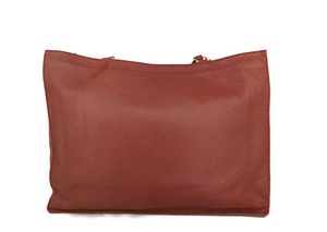 Preloved Chanel Red CC Logo Lambskin Large Chain Shoulder Tote Bag