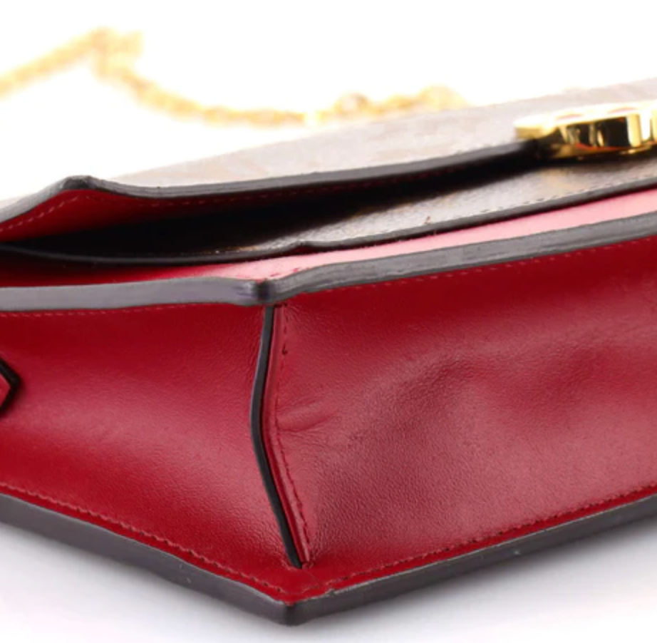 Red Louis Vuitton Monogram Flore Wallet On Chain Crossbody Bag