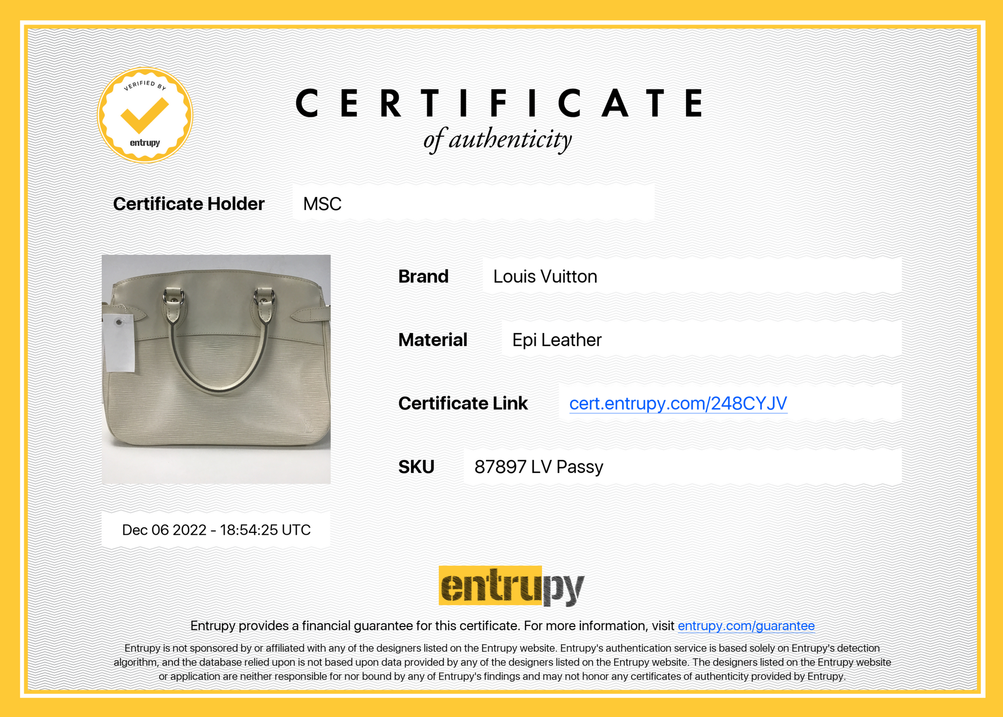White Louis Vuitton Epi Passy PM Handbag