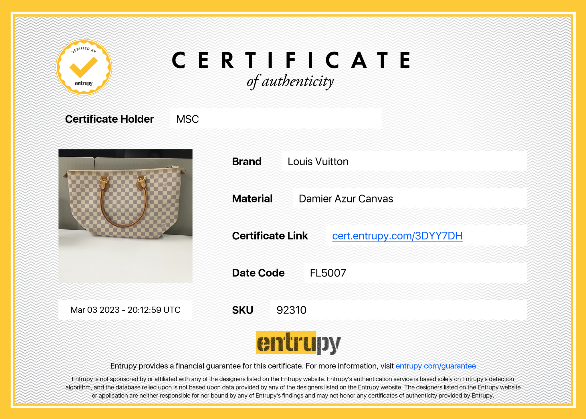 Preloved Louis Vuitton Damier Azur Saleya MM Tote FL5007 031123 –  KimmieBBags LLC