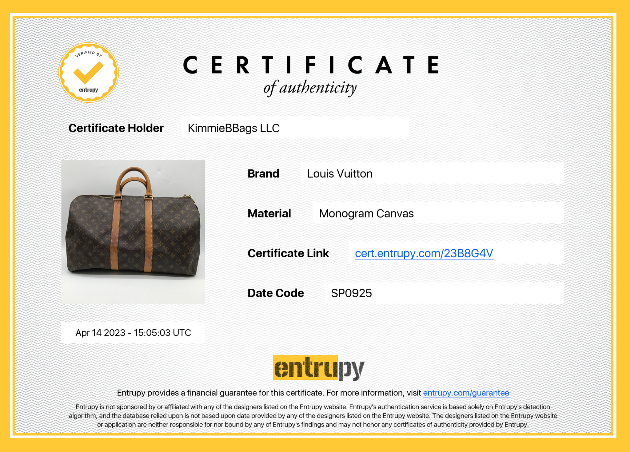 Pre-Owned Louis Vuitton Keepall 45- 2150LE98 