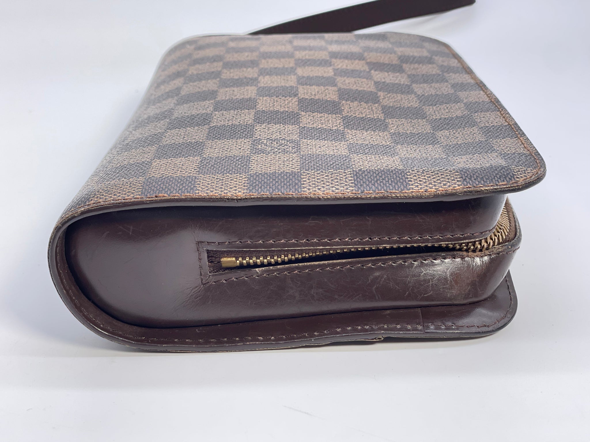 Louis Vuitton Damier Ebene Neverfull Pochette Wristlet Bag Leather  ref.615180 - Joli Closet
